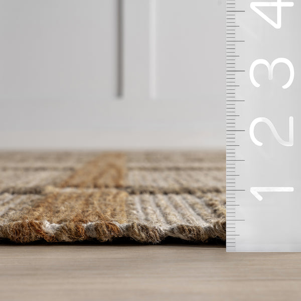 Nuloom Annie Plaid Wool And Cotton Area Rug Ivory