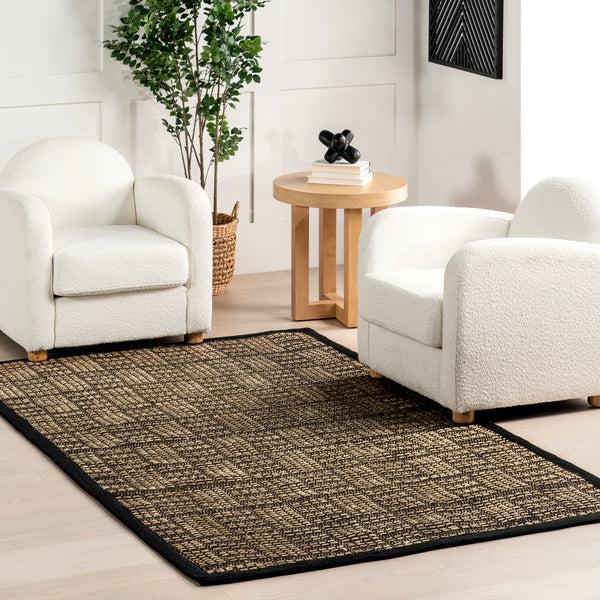 Nuloom Armani Geometric Seagrass Area Rug Black