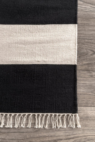 Nuloom Ashlee Striped Flatweave Black