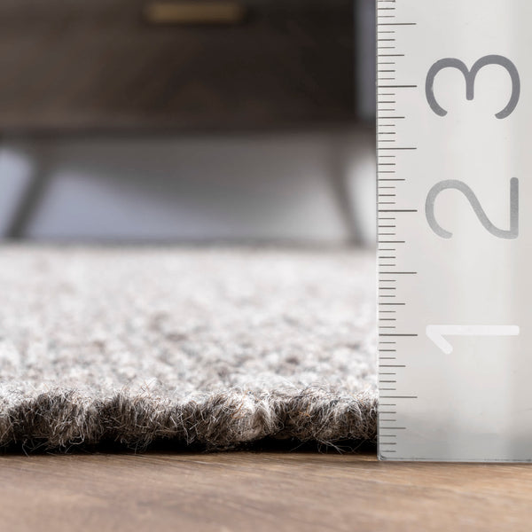 Nuloom Ashton Simple Wool Tassel Area Rug Grey