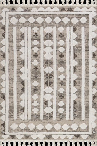 nuloom Audience Geometric Tasseled Area Rug Beige