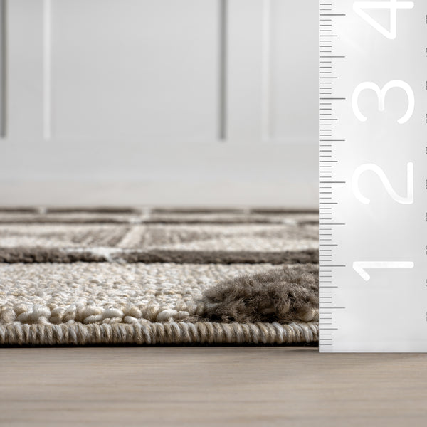 Nuloom Autumn Geometric Tasseled Area Rug Beige