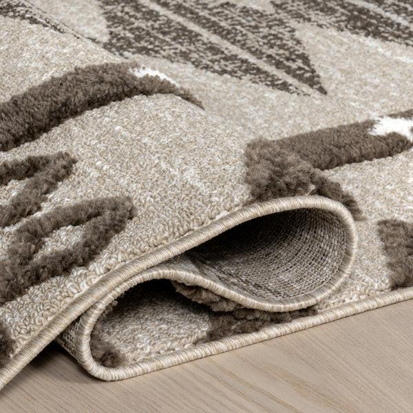 Nuloom Autumn Geometric Tasseled Area Rug Beige