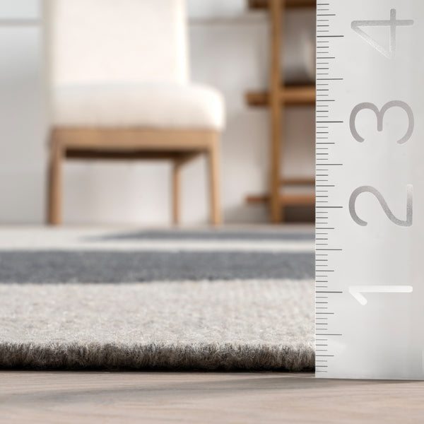 Nuloom Blue Jay Colorblocked Wool Area Rug Grey