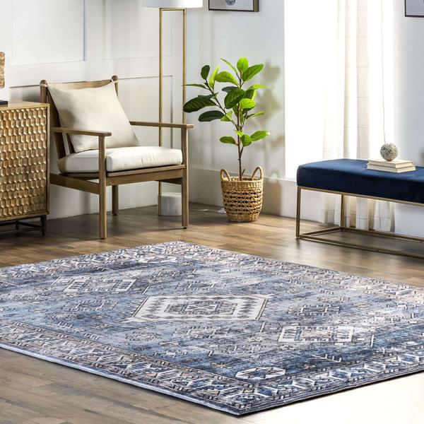 Nuloom Bordered Aztec Area Rug Blue
