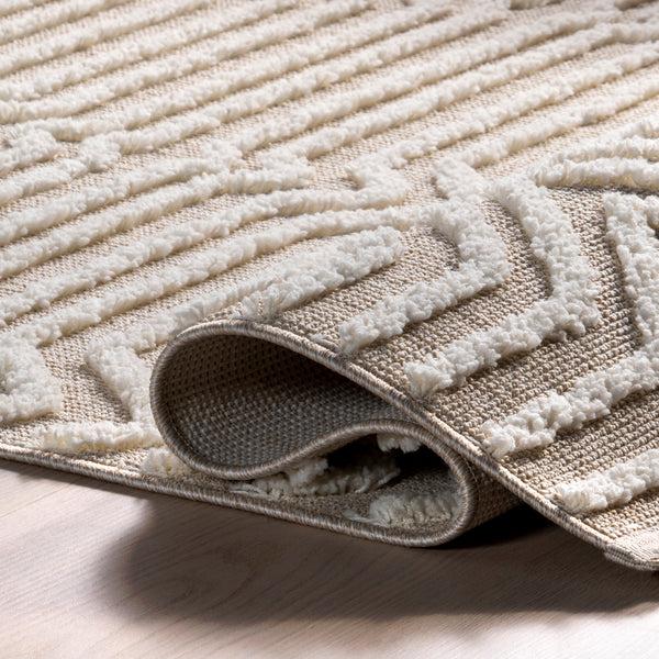 Nuloom Briallyn Modern Waves Tassel Area Rug Beige