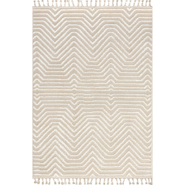 nuloom Briallyn Modern Waves Tassel Area Rug Beige