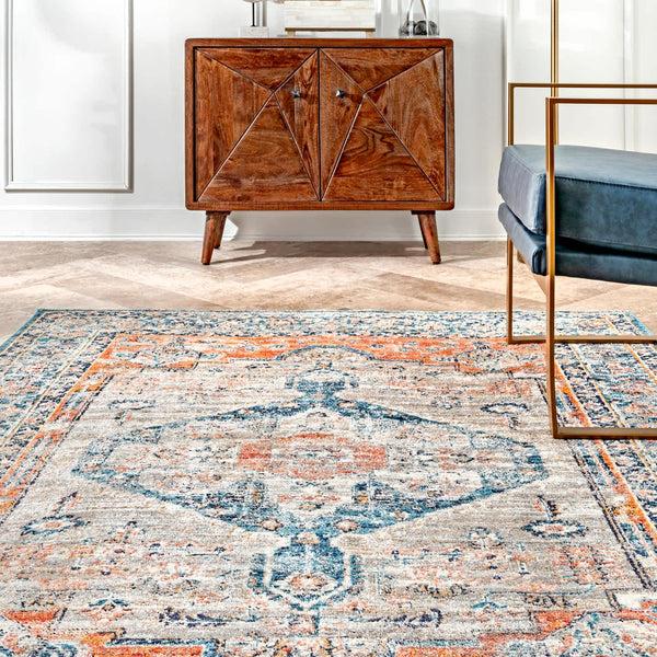 Nuloom Brynn Petalled Medallion Beige