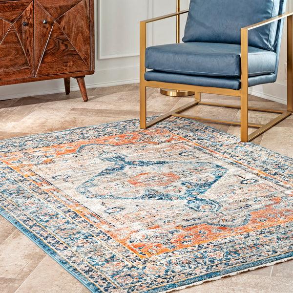 Nuloom Brynn Petalled Medallion Beige