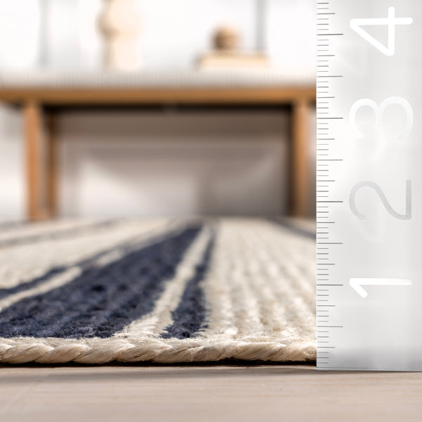 Nuloom Calathea Striped Jute Area Rug Navy