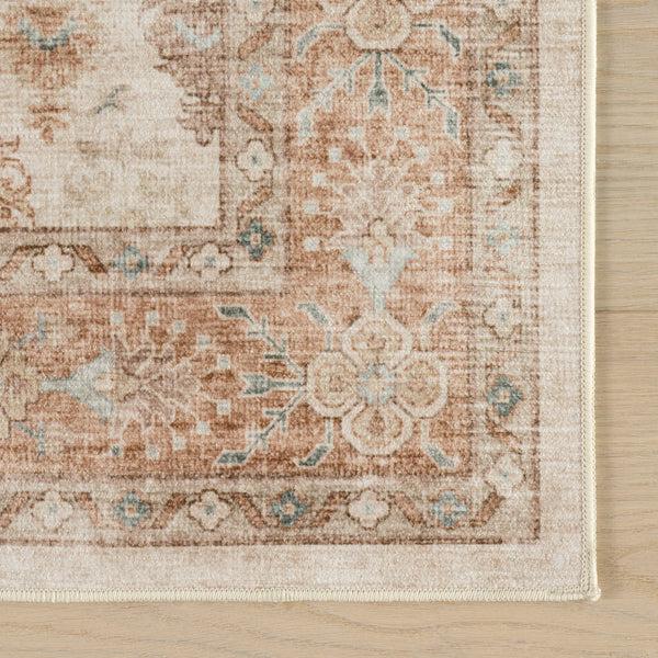 Nuloom Nuloom Caria Traditional Bordered Washable Area Rug Peach