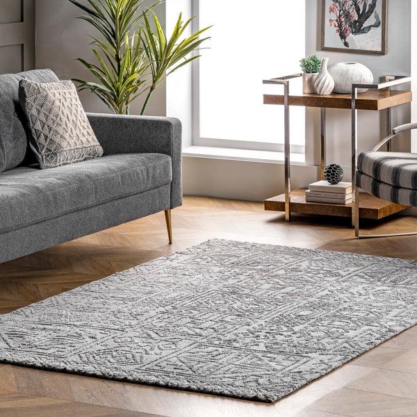 Nuloom Carved Tribal Relief Area Rug Gray