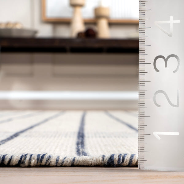 Nuloom Celena Striped Wool Fringe Area Rug Ivory