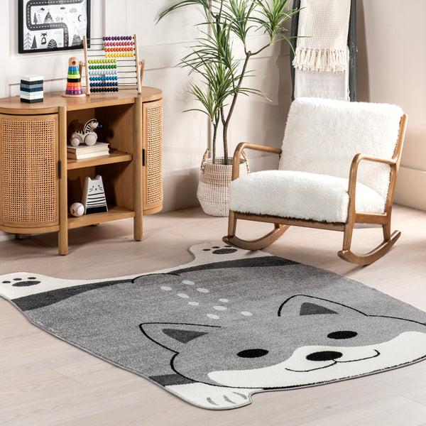 Nuloom Charli Playful Puppy Kids Area Rug Grey