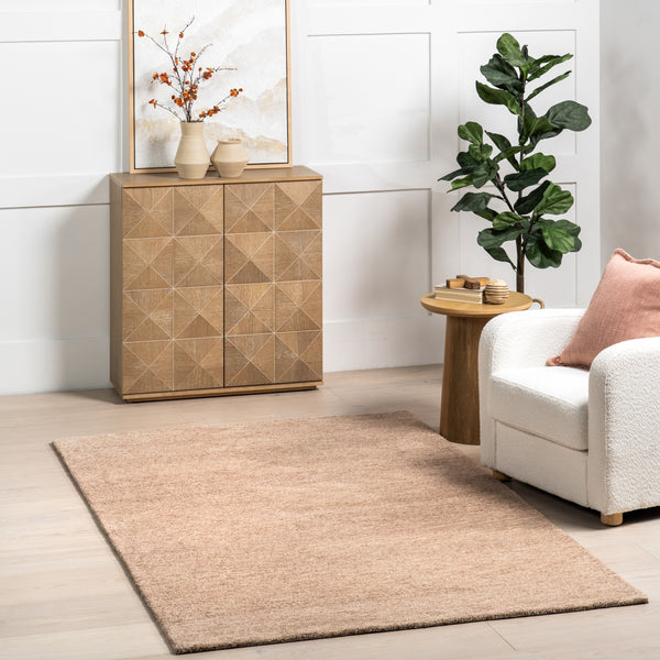 Nuloom Citra Solid Wool Area Rug Tan