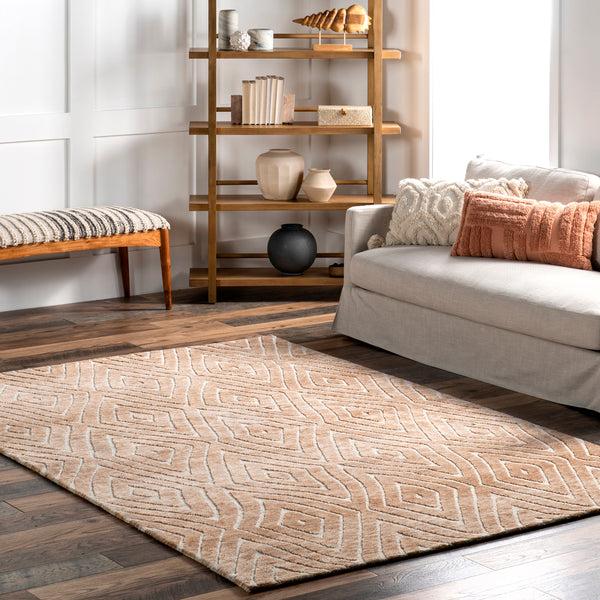 Nuloom Clarinda Carved Diamond Area Rug Beige