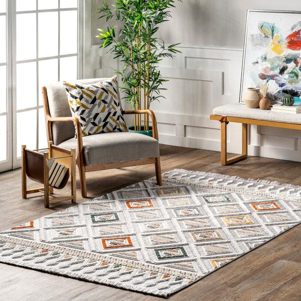 Nuloom Colleen Mixed Diamond Fringe Area Rug Ivory