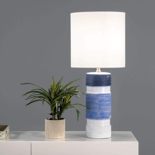 Nuloom Cypress 25" Ceramic Table Lamp Blue