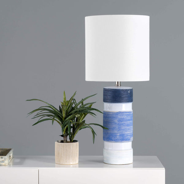 Nuloom Cypress 25" Ceramic Table Lamp Blue