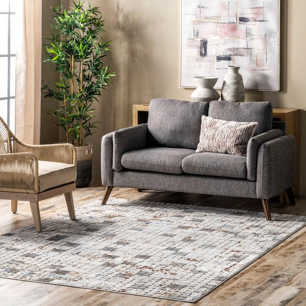Nuloom Dallas Abstract Tiles Light Grey