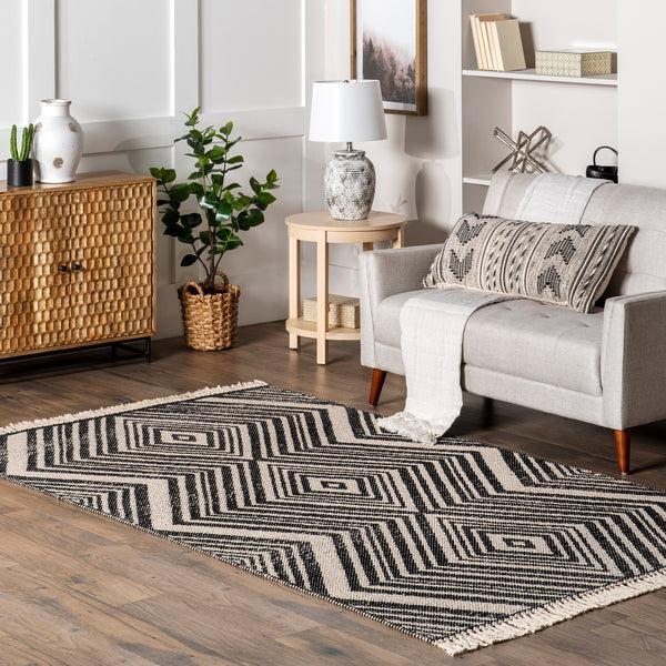 Nuloom Danny Geometric Cotton Tassel Area Rug Gray