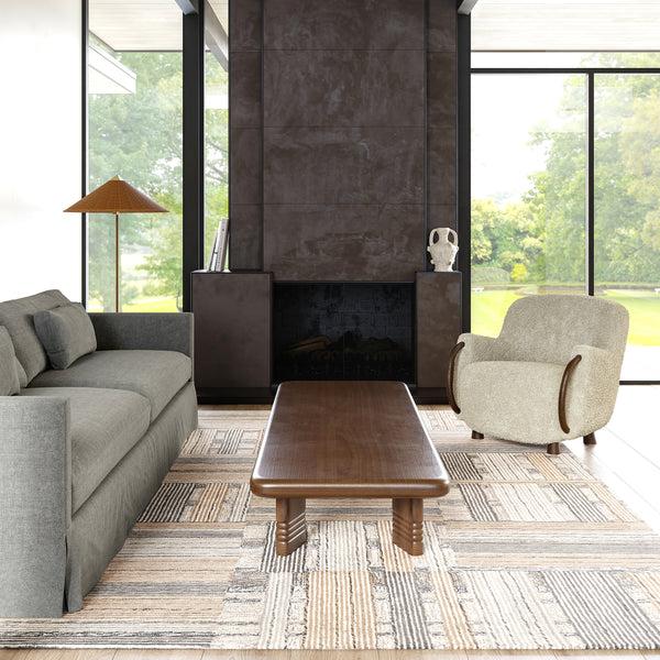 Nuloom Deco Striped Tile Wool Area Rug Beige