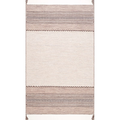 nuloom Deetta Banded Tassel Area Rug Light Beige