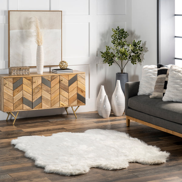 Nuloom Deonna Faux Sheepskin Shag Area Rug White