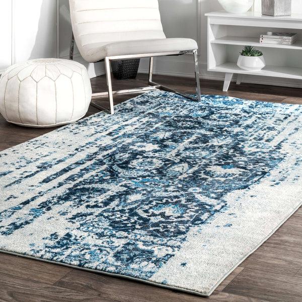 Nuloom Distressed Ernestina Flourish Blue