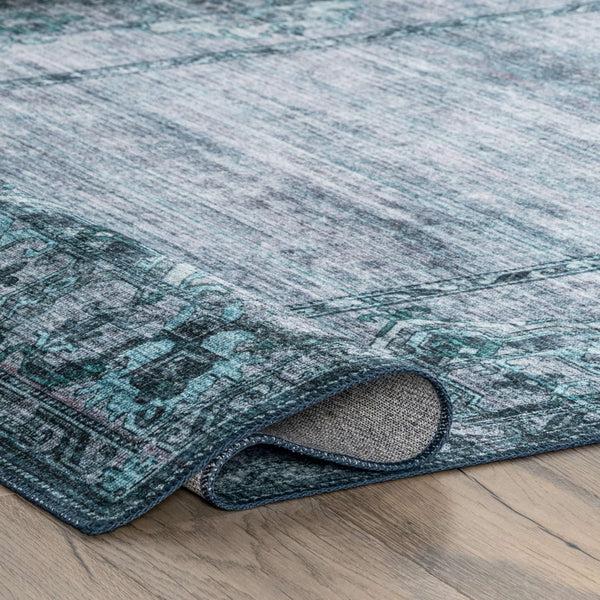 Nuloom Distressed Washable Area Rug Blue