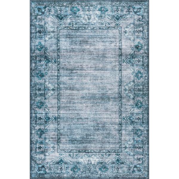 nuloom Distressed Washable Area Rug Blue
