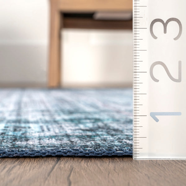 Nuloom Distressed Washable Area Rug Blue