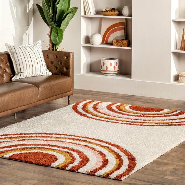 Nuloom Dotty Half Sunset Shag Area Rug Orange