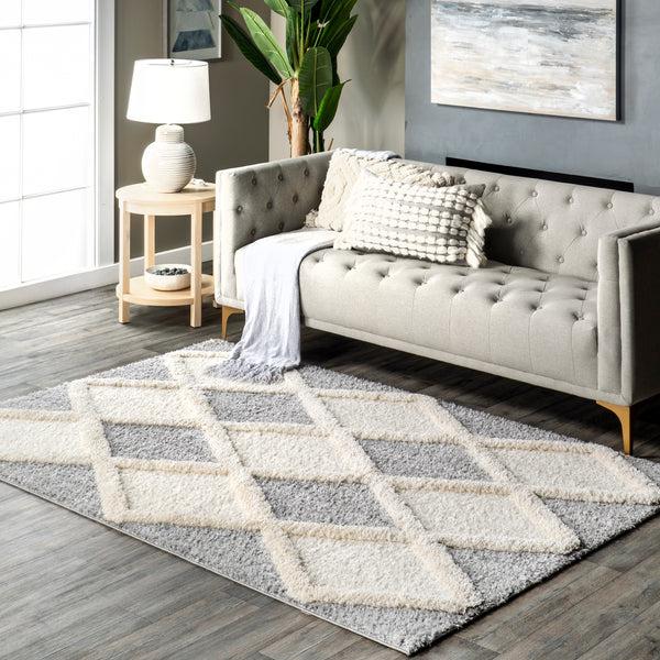 Nuloom Eimile Diamond Trellis Shag Area Rug Blue