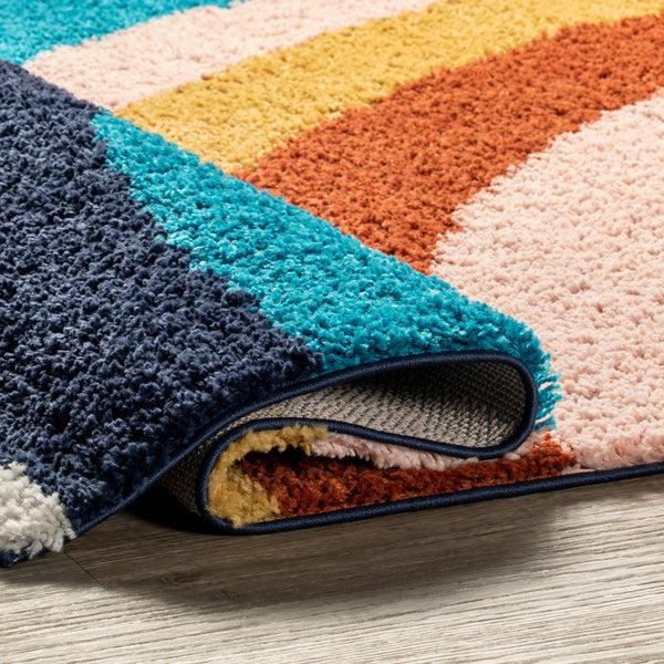 Nuloom Ela Half Rainbow Shag Area Rug Blue