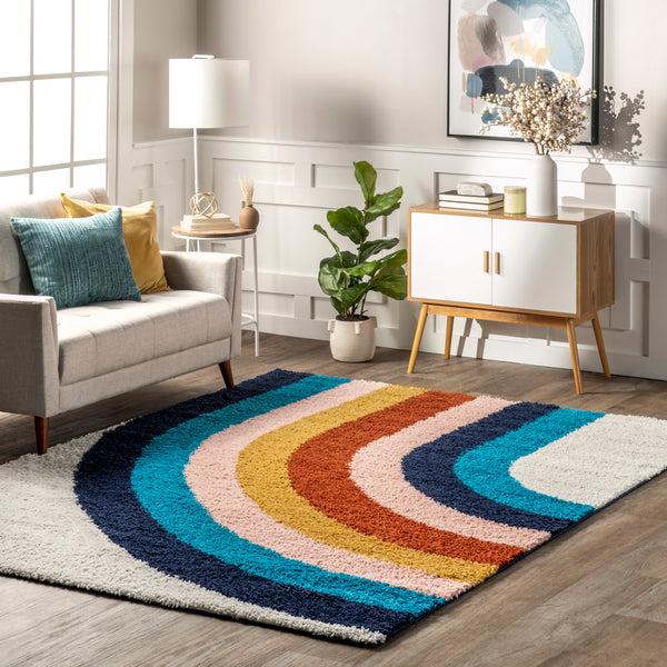Nuloom Ela Half Rainbow Shag Area Rug Blue
