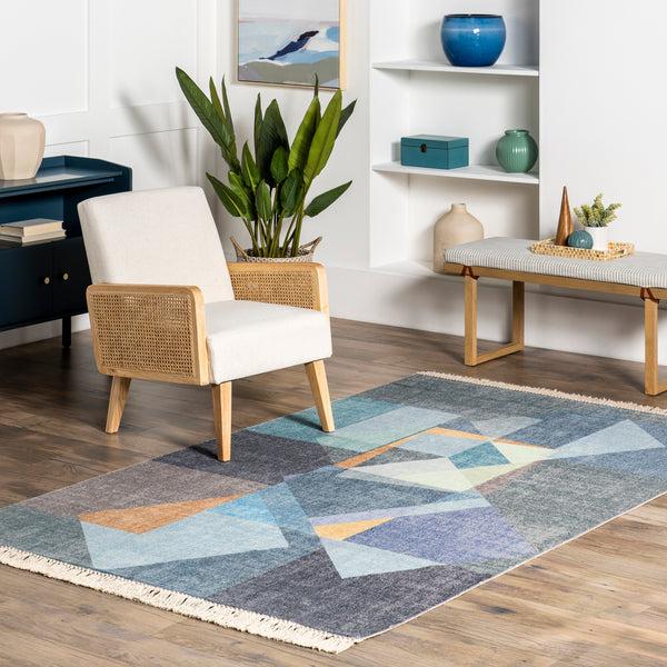 Nuloom Eléa Geometric Tasseled Area Rug Blue