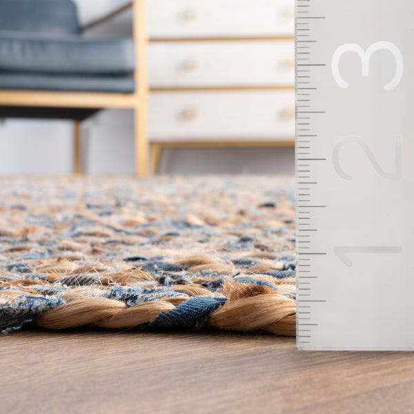 Nuloom Eliz Braided Denim And Jute Area Rug Blue