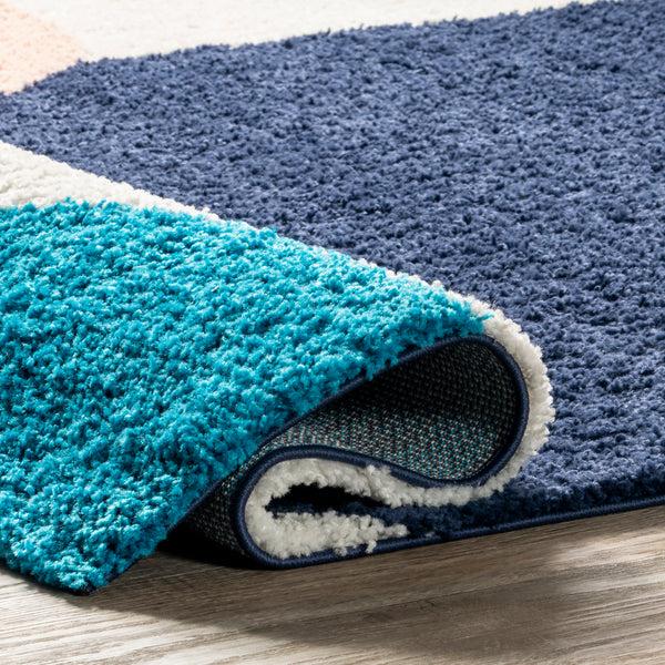 Nuloom Ellyn Abstract Shapes Shag Area Rug Blue