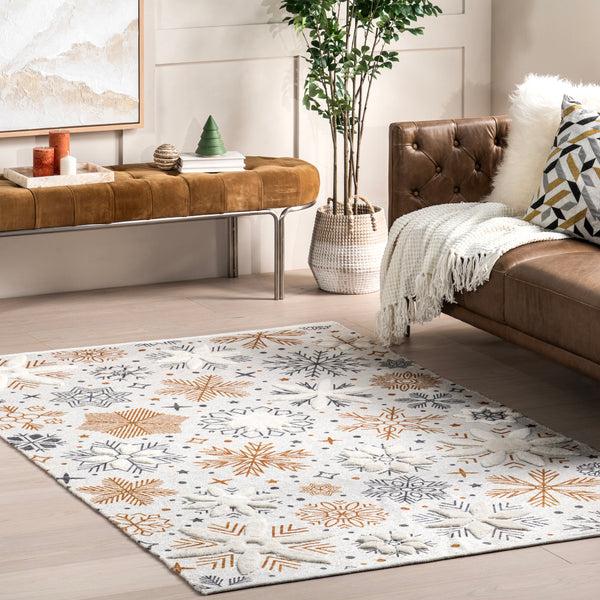 Nuloom Eloide High-Low Snowflake Area Rug White