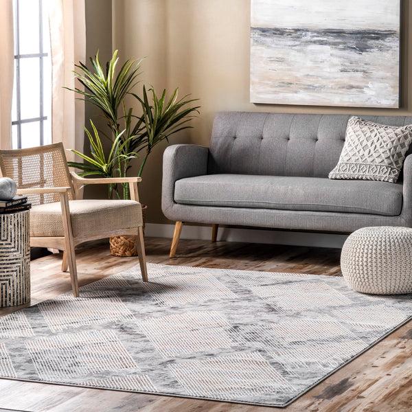 Nuloom Eloise Abstract Trellis Area Rug Light Grey