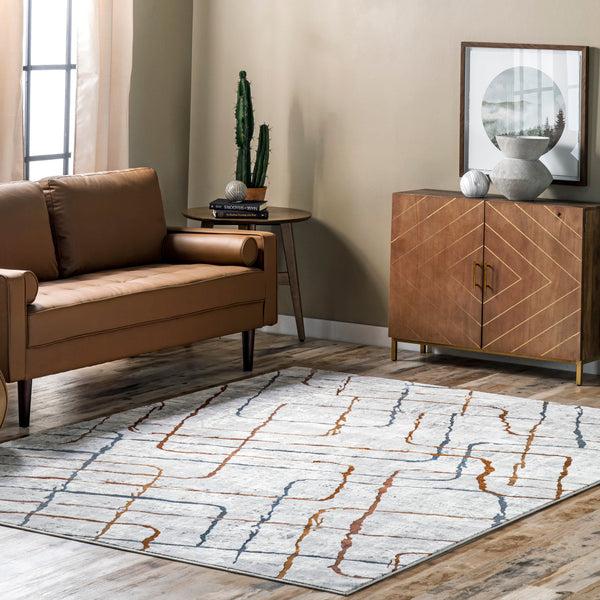 Nuloom Emmalyn Abstract Maze Area Rug Light Grey