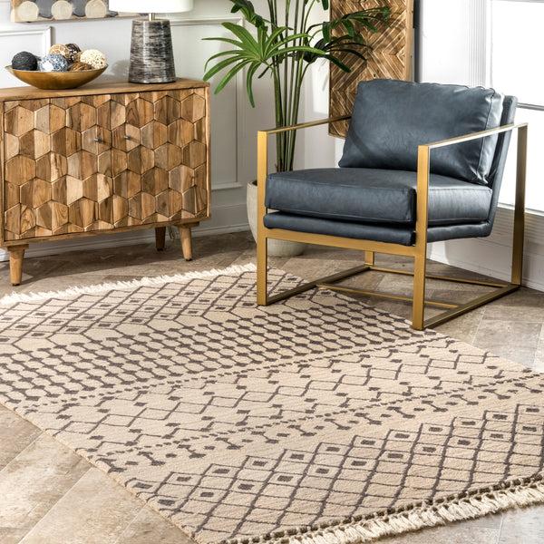 Nuloom Emmeline Wool Modern Trellis Beige