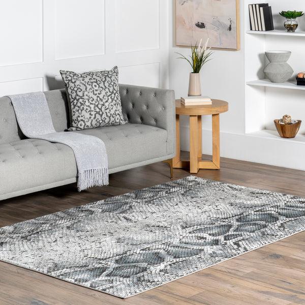 Nuloom Enni Contemporary Snake Print Area Rug Gray