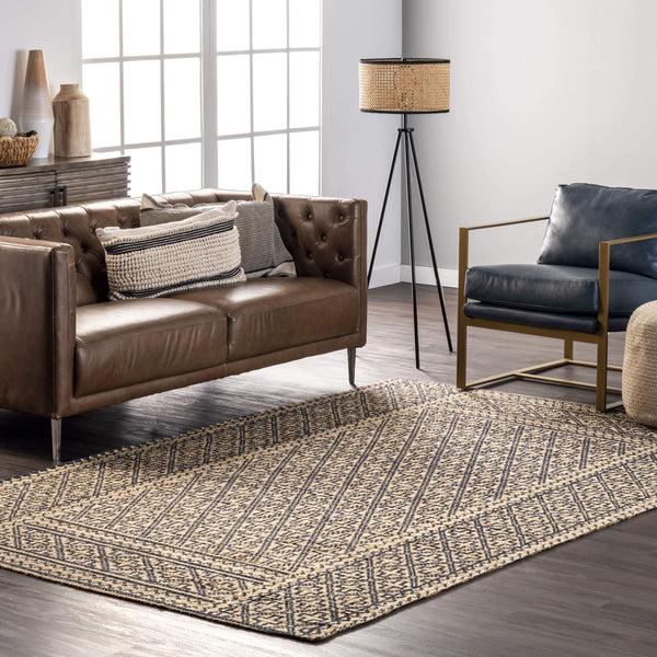 Nuloom Ethnic Trellis Jute Area Rug Blue