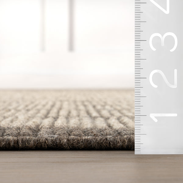 Nuloom Eva Block Stripe Wool Area Rug Brown