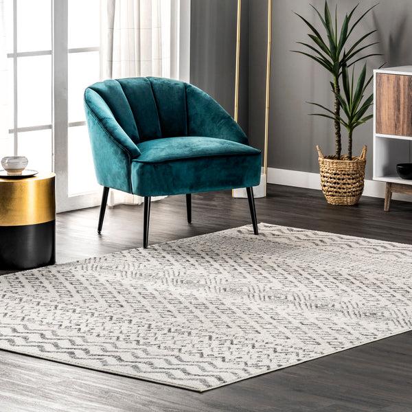 Nuloom Evelyn Geometric Stripes Area Rug Off White