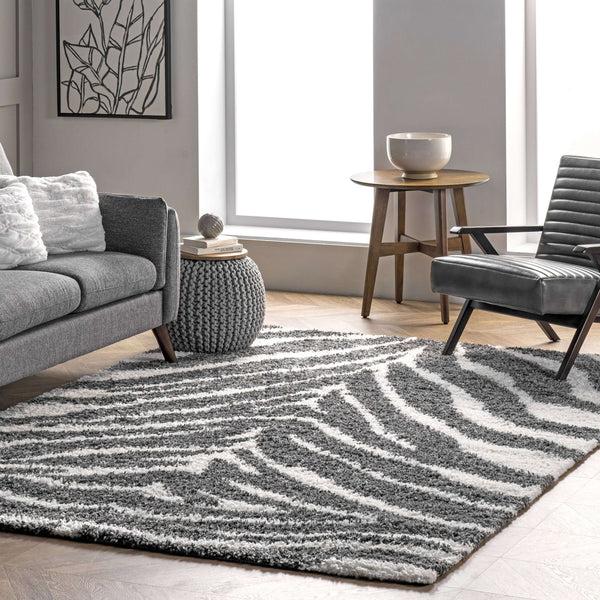 nuloom Everlynn Zebra Shag Area Rug Off White