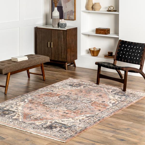 Nuloom Faded Medallion Fringe Area Rug Rust