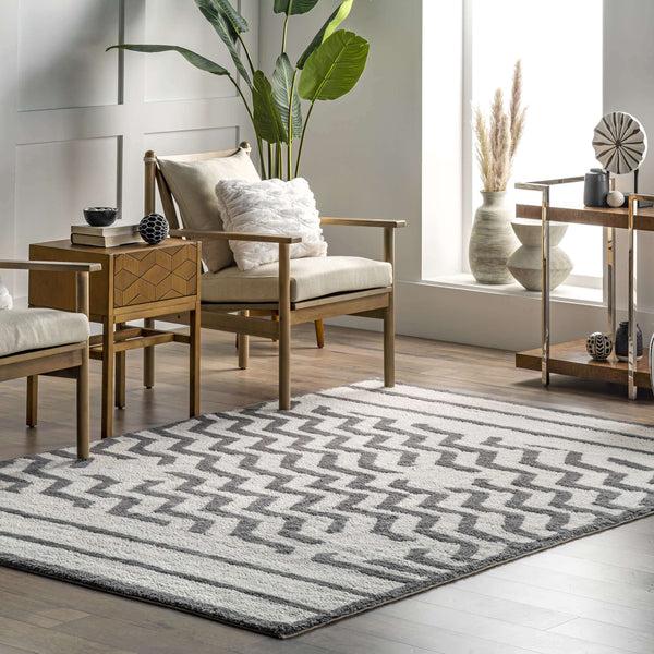 Nuloom Fading Chevron Wool Washable Area Rug Ivory